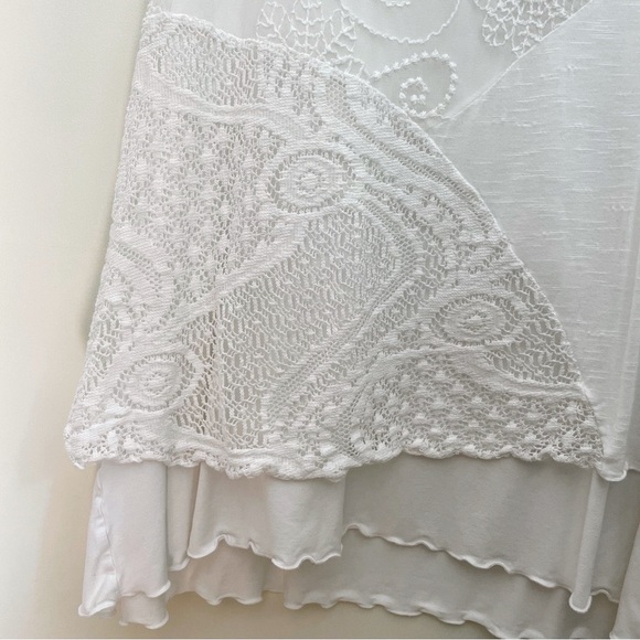 Studio West White Mixed Lace Jersey Knit Tank Top Size 2X - Picture 3 of 11